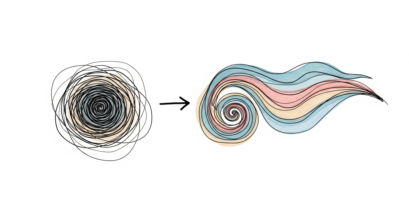 Angst-Anspannungs-Schmerz-Spirale wird zu Vertrauen und Flow