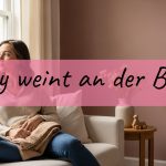 Mama hält ihr weinendes Baby liebevoll im Arm als Symbol für Baby weint und will ständig an die Brust