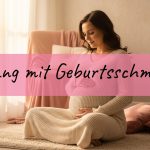 Schwangere Frau in ruhiger Pose, Hände am Bauch — Umgang mit Geburtsschmerzen