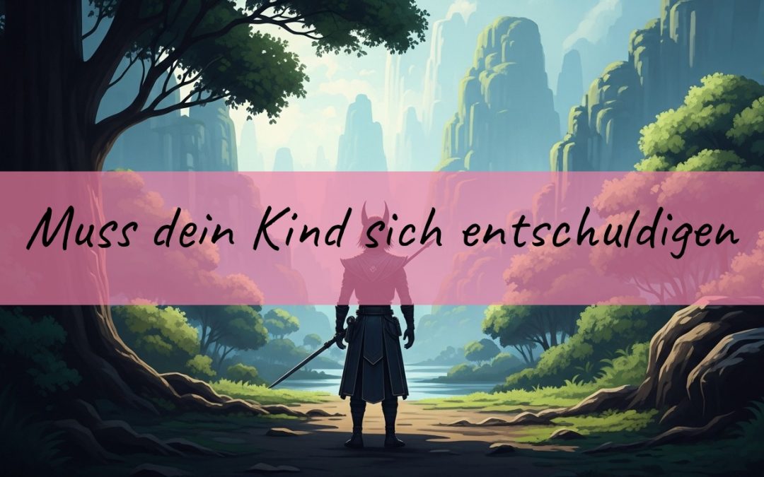 Mama kniet sich liebevoll auf Augenhöhe runter, Sinnbild für echtes Bedauern statt erzwungene Entschuldigung
