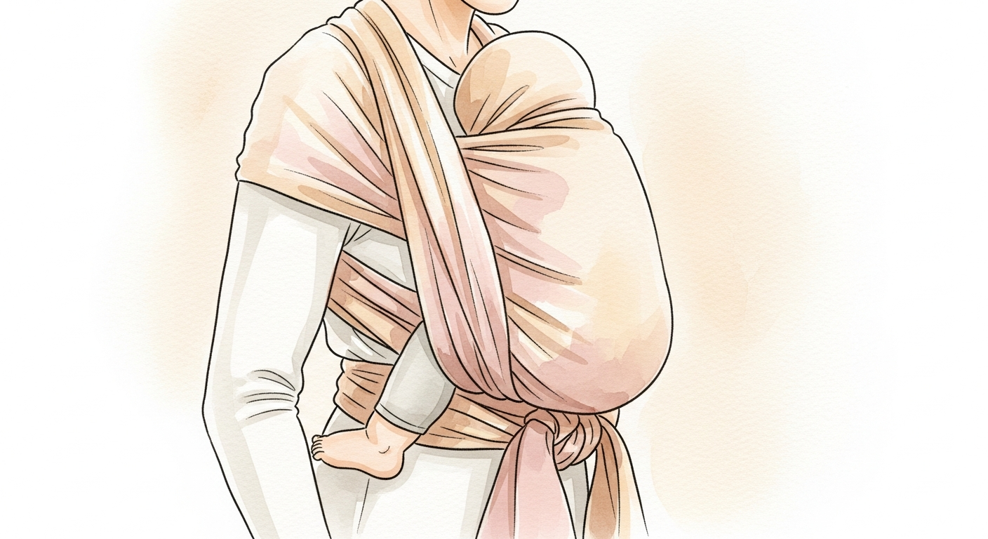 Baby tragen: Warum es so gut tut und worauf du wirklich achten darfst 1 Baby in natürlicher Hock-Spreizhaltung im Tragetuch als ergonomisch korrekte Trageposition