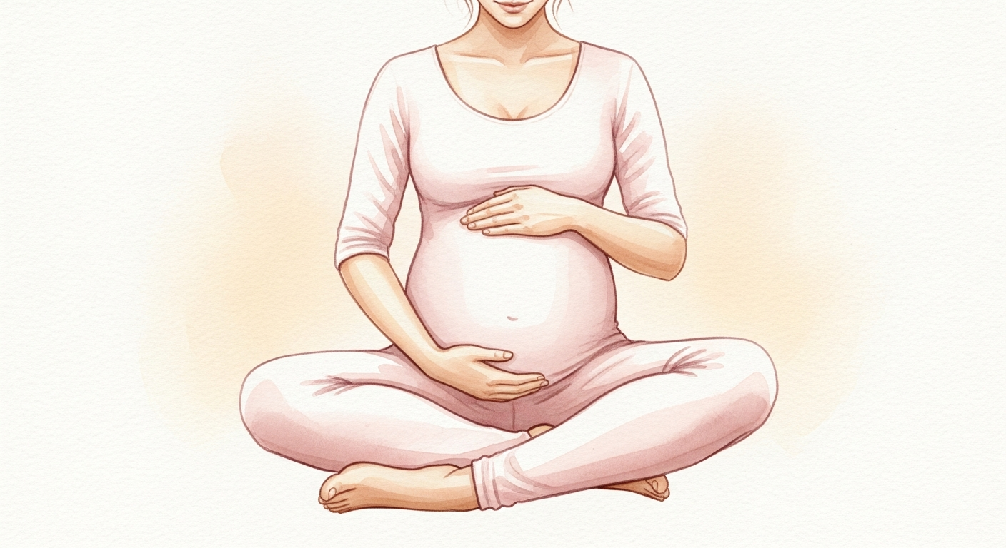Schwangere Frau in Meditation als Vorbereitung fuer einen positiven Geburtsbericht