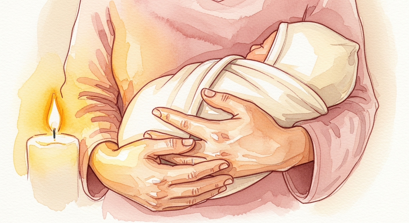 Weiche Babykleidung im warmen Kerzenlicht, Erfahrungsbericht einer ruhigen Hausgeburt