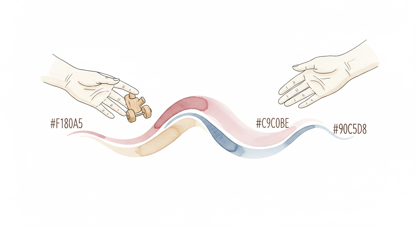 Geschwister teilen friedlich — symbolische Illustration